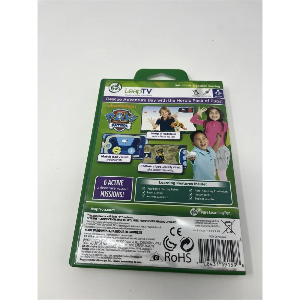 Leap Frog Leap TV Paw Patrol Nickelodeon Science Video Game Pre-K T8